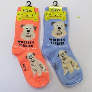 2 Pairs Women's Socks Wheaten Terrier Dog Print Foozy's Fun Novelty Gift